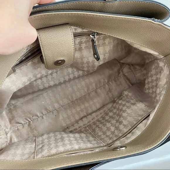 Karl Lagerfeld Dorine Leather Tote Bag Taupe/ Tan - Picture 10 of 12